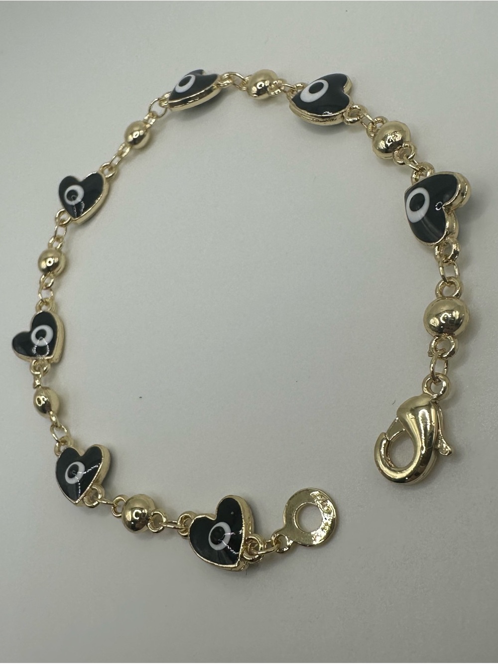 Gold Filled Bracelet with Black Heart Eye